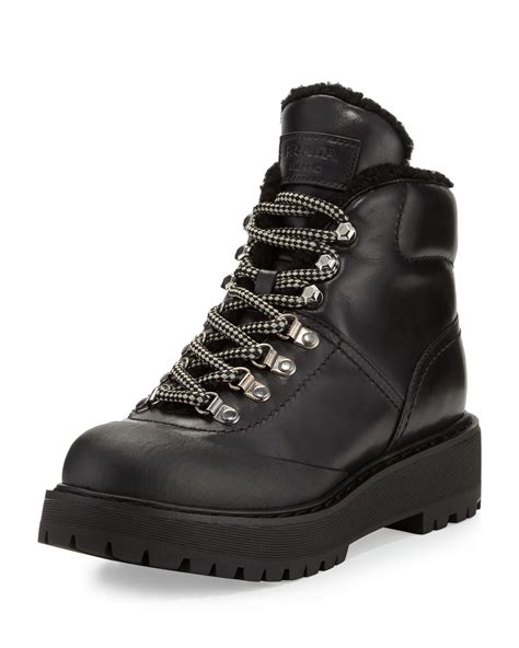 prada shearling shoes|prada combat boots.